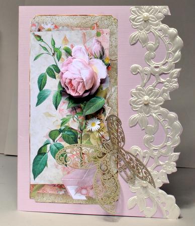 Rose and Happy Memories Dl Card with Decoupage by Kristina Norbat