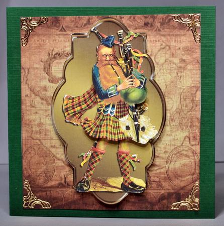 Scottish Piper with Decopage Card Top by Kristina Norbat