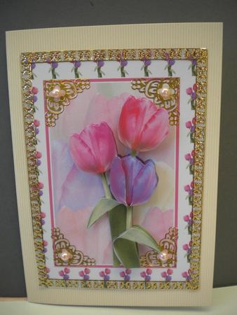 Pretty Tulips Card Front & Decoupage by Kristina Norbat