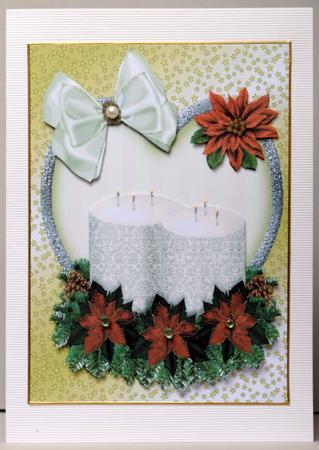 Christmas White Candles with Red Poinsettias by Kristina Norbat