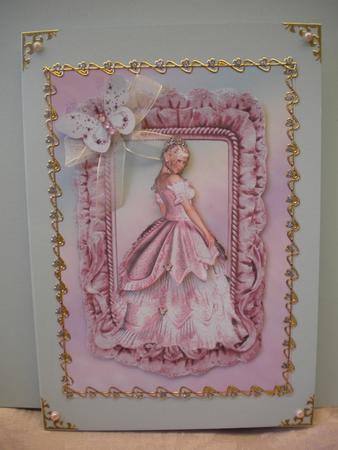 Beautiful Lady in Pink Gown in Frilly Frame A4 Topper by Kristina Norbat