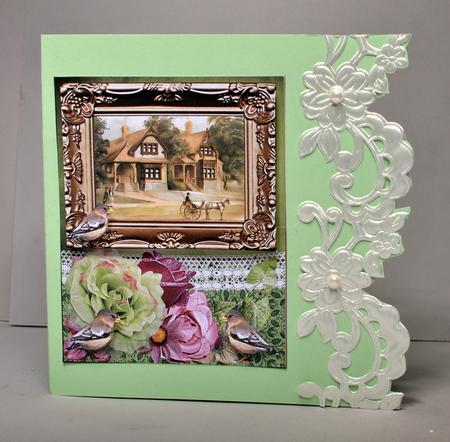 Victorian Picture Card Topper with Little Bird Decoupage by Kristina Norbat