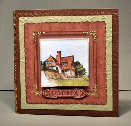 Vintage House 8in x 8in Card Front by Kristina Norbat