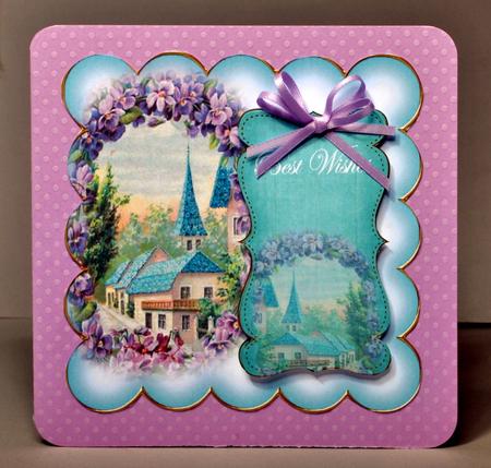 Teal Lavender View Best Wishes 8in Scallop Topper by Kristina Norbat