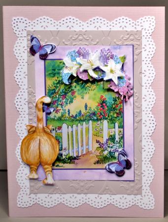 Garden Gate with Flowers and Butterflies Decoupage by Kristina Norbat
