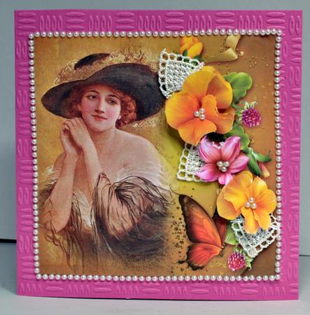 Vintage Lady & Summer Flowers 8x8 by Kristina Norbat