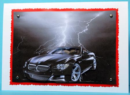 Bmw Convertible on Lightning Background Decoupage by Kristina Norbat
