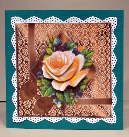 Blush Rose Square Decoupage Card by Kristina Norbat