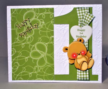 Teddy Bear 1st Birthday Card by Kristina Norbat