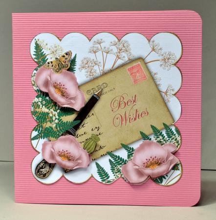 Pink Poppy Best Wishes Ink Saver 8in Decoupage Topper by Kristina Norbat