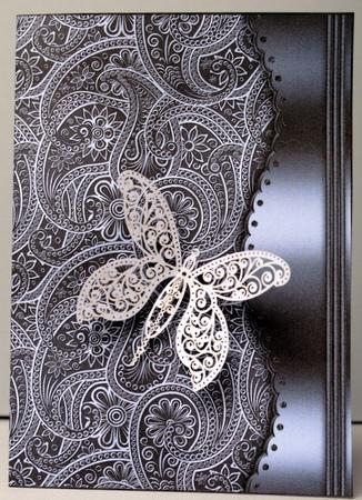 Charcoal Embossed Paisley with Gunmetal Border by Kristina Norbat