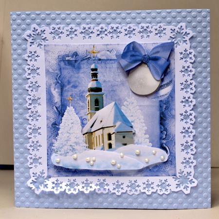 Blue Winter Church Card Topper & Decoupage by Kristina Norbat