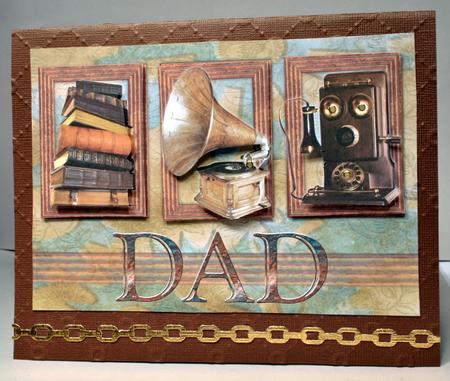 Antique Items A5 Decoupage Card Front - Dad by Kristina Norbat