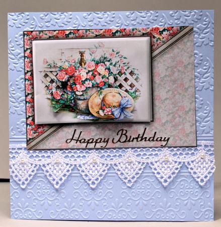 Roses and Hat Easy to Cut Quick Card by Kristina Norbat