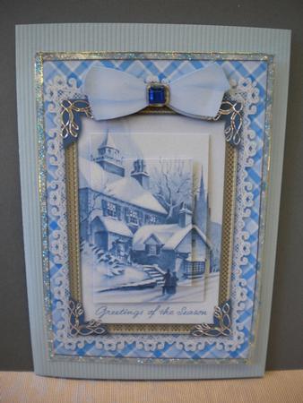 Blue Christmas Greetings A5 Card Front Step by Step by Kristina Norbat