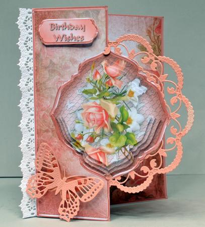 Peach Roses Offset Fold Card Mini Kit by Kristina Norbat