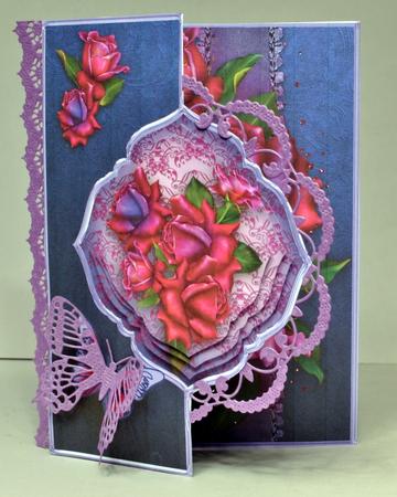 Deep Pink Roses Offset Fold Card Mini Kit by Kristina Norbat