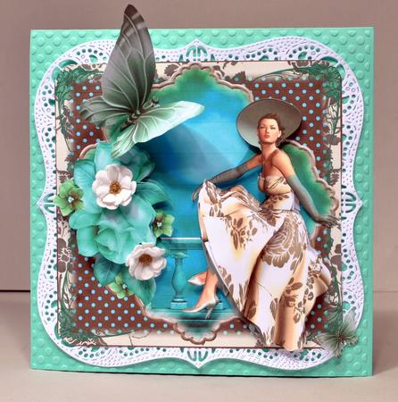 1950's Cream Rose Dress Card Front Mini Kit by Kristina Norbat
