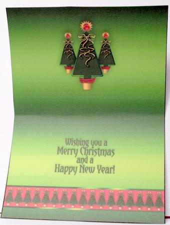 Red and Green Contemporary Christmas Trees A5 Insert by Kristina Norbat