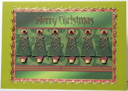 Red and Green Contemporary Christmas Trees Decoupage by Kristina Norbat
