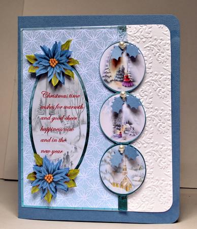 Blue Poinsettia and Vintage Scenes Over the Edge by Kristina Norbat