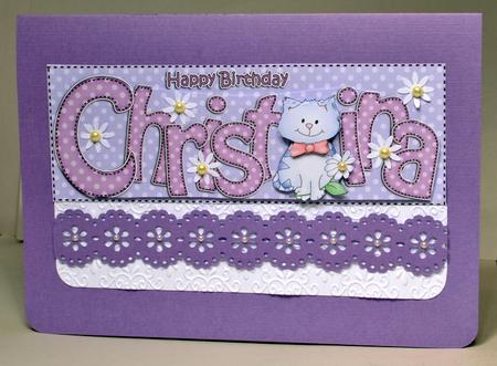 Large Dl Birthday Christina Cat Card & 3D Decoupage by Kristina Norbat