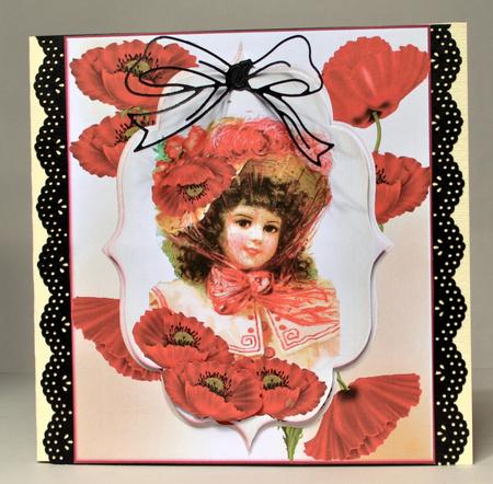 Vintage Poppy Girl Card Topper & Decoupage by Kristina Norbat