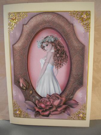 Lady in Damask and Rose Frame A4 Card Sheet by Kristina Norbat