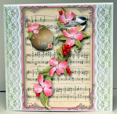 Vintage Sheet Music, Flowers & Bird by Kristina Norbat