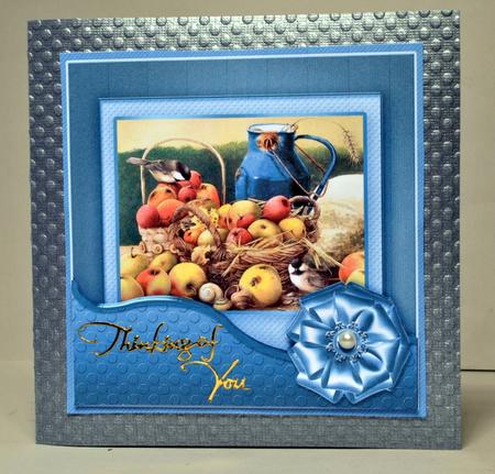 Vintage Birds Eating a Feast of Apples 8in x 8in Decoupage by Kristina Norbat