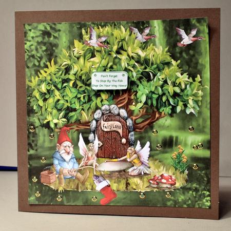Gnome Fishing in Fairy Land Card Topper & Tags by Kristina Norbat