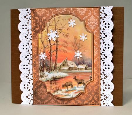 Snow Scene & Deer Quick Card by Kristina Norbat