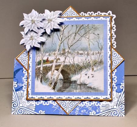 Snow Travel Blue Poinsettia Diamond Mini Card Kit by Kristina Norbat