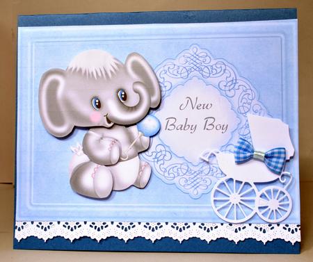 Baby Boy Elephant Quick Card by Kristina Norbat