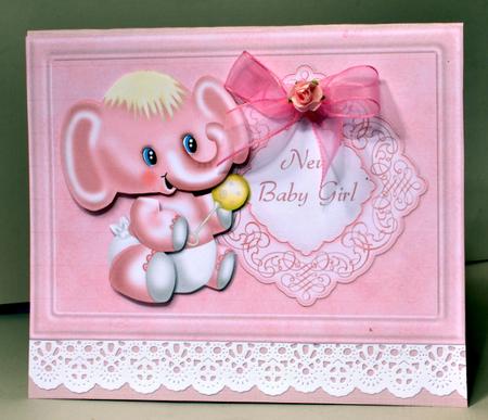Baby Girl Elephant Quick Card by Kristina Norbat