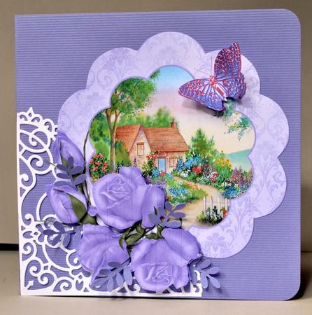 Country Cottage with Floral Frame by Kristina Norbat