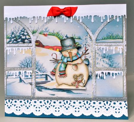 Snowman and Scene View from My Window Card by Kristina Norbat