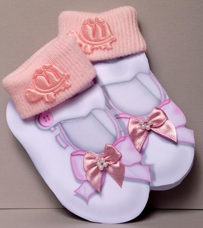 New Baby Girl or Girls Christening Bootie Shaped Card by Kristina Norbat