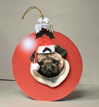 Pug Dog Christmas Bauble Decoupage by Kristina Norbat