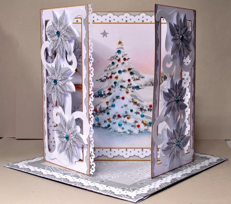 Silver Snow Tree Fancy Swirl Gatefold Card & E Kit by Kristina Norbat