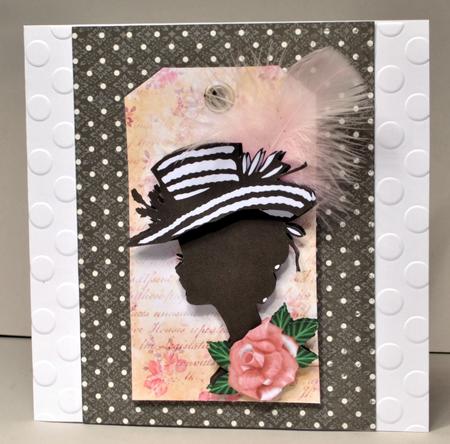 Beautiful Silhouette Lady in Hat on Rose Tag by Kristina Norbat