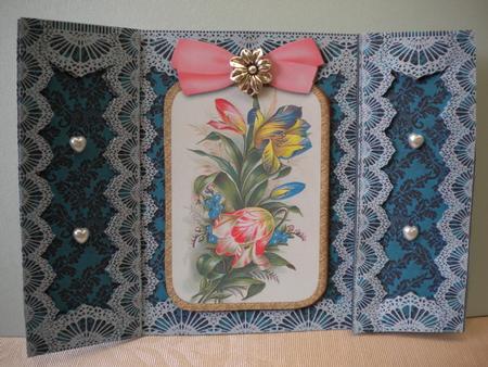Colourful Tulips Lace Gatefold Card by Kristina Norbat