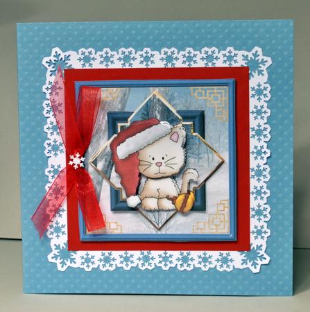 Christmas Cat Card with a Topper by Kristina Norbat