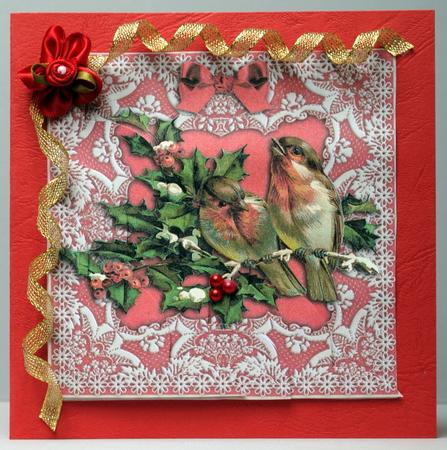 Christmas Holiday Birds - Scalloped Corner Stacker by Kristina Norbat