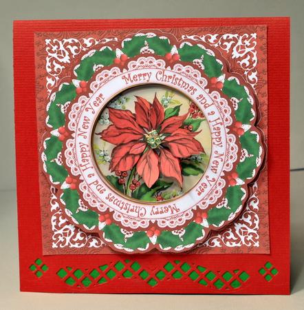 Red Poinsettia Merry Christmas 8in Doily Shaker Cf Mini Kit by Kristina Norbat