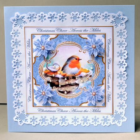 Blue Robin Across the Miles Lattice Corner 8in Topper by Kristina Norbat