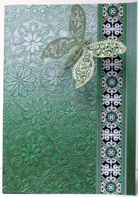 Green Metallic Floral Embossed with Border Backing Pap by Kristina Norbat