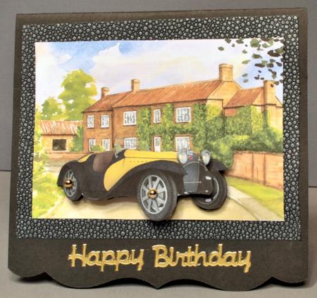 Pretty Cottage with Vintage Sports Car by Kristina Norbat