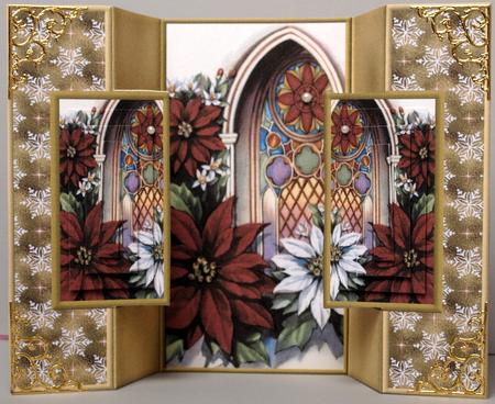 Poinsettia and Church Window Double Fold Back by Kristina Norbat