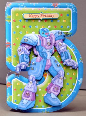 Age 5 Transformer Robot Shape Card & Decoupage Mini Kit by Kristina Norbat